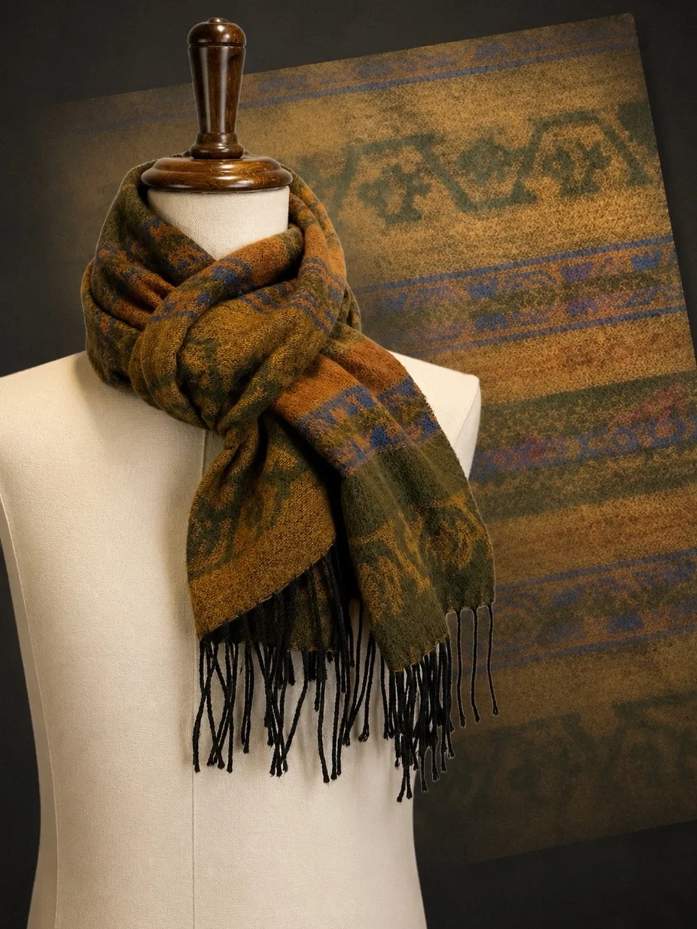 VINTAGE Southwest blanket style wrap neck scarf Wilson’s Leather western tribal